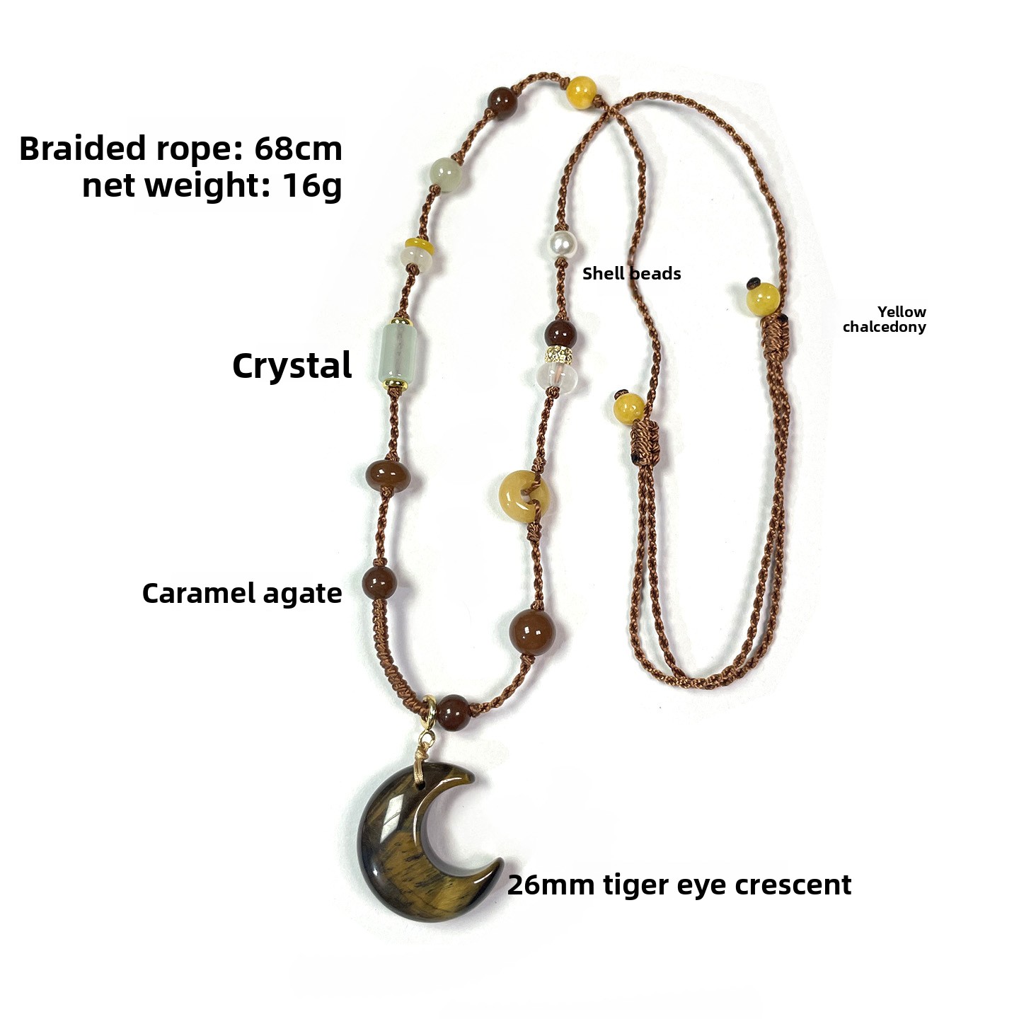 Collar Largo Tejido a Mano con - Crystal Pendant Necklace Natural Stone reseña y precio