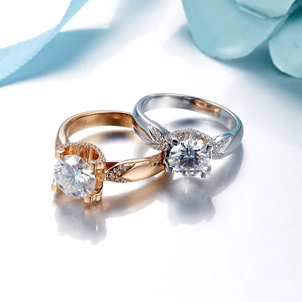 Anillo de oro blanco sólido 18 - Moissanite Engagement Ring 1 Carat reseña y precio