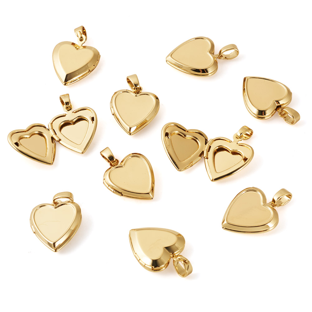 10 colgantes de latón con form - Heart Locket Necklace Photo reseña y precio