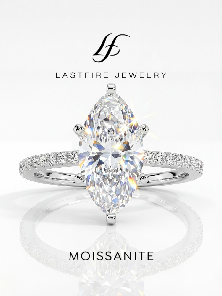 Anillo Marquise de Diamante Mo - Moissanite Engagement Ring 1 Carat reseña y precio