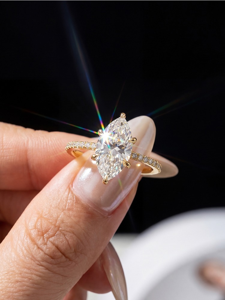 Anillo Marquise de Diamante Mo - Moissanite Engagement Ring 1 Carat reseña y precio
