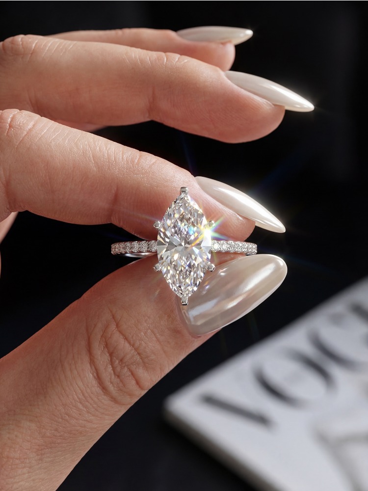 Anillo Marquise de Diamante Mo - Moissanite Engagement Ring 1 Carat reseña y precio