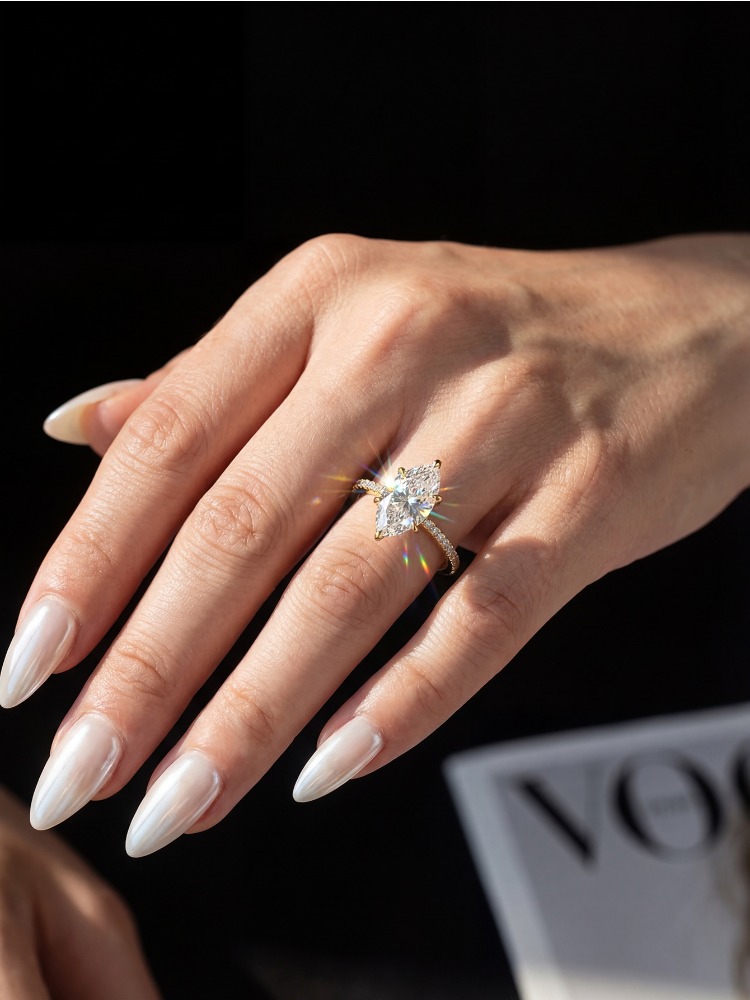 Anillo Marquise de Diamante Mo - Moissanite Engagement Ring 1 Carat reseña y precio
