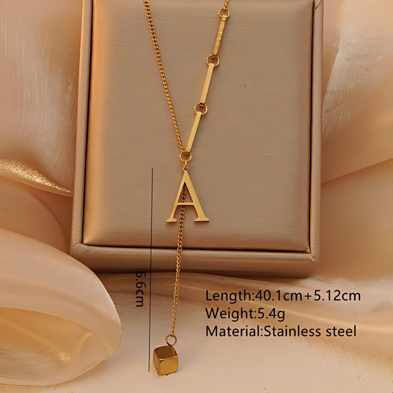 Collar Lariat con Inicial B Y  - Initial Letter Necklace 18K Gold reseña y precio