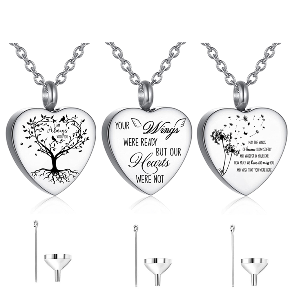 Collar de urna de acero inoxid - Heart Locket Necklace Photo reseña y precio