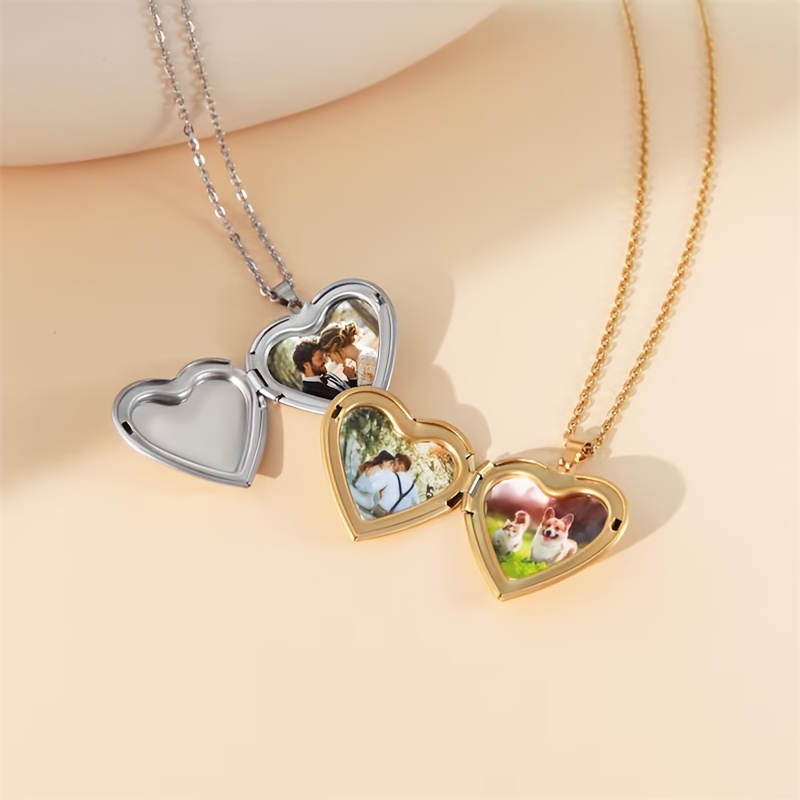 Collar con colgante de medalló - Heart Locket Necklace Photo reseña y precio