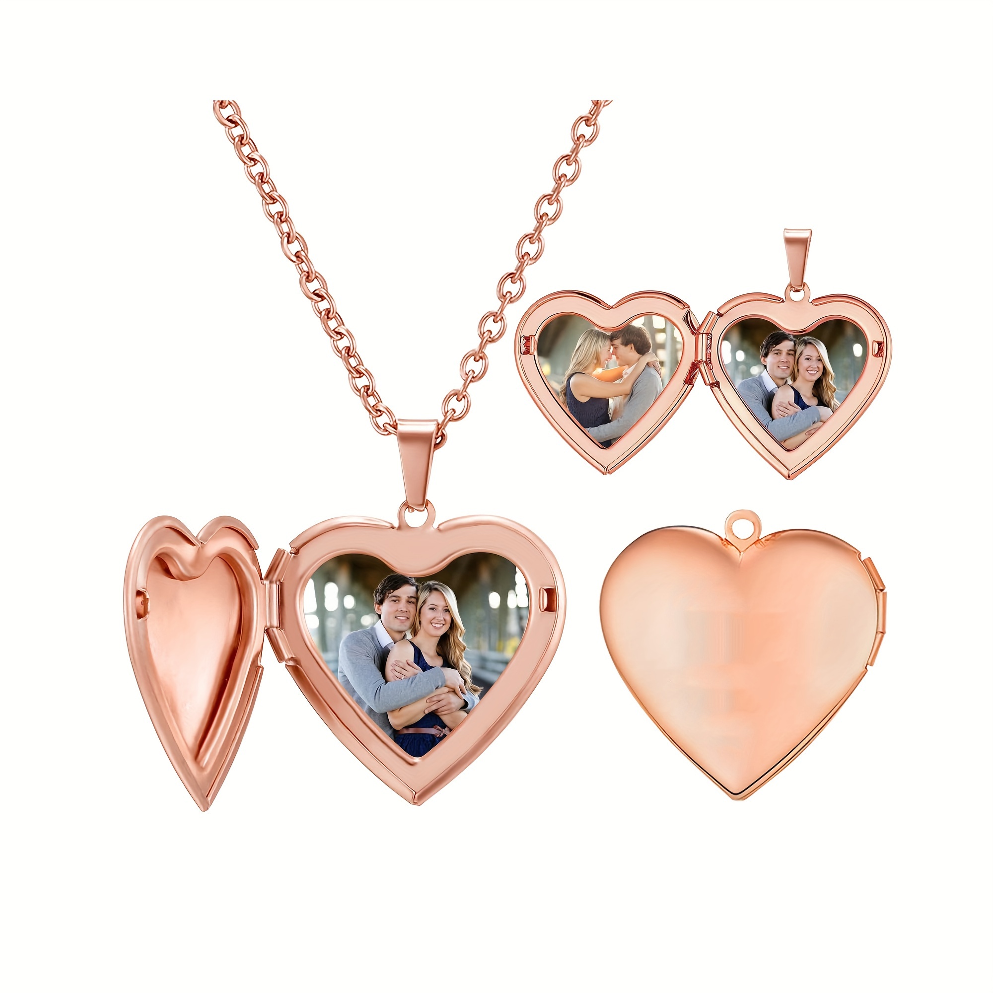 Collar con colgante de medalló - Heart Locket Necklace Photo reseña y precio