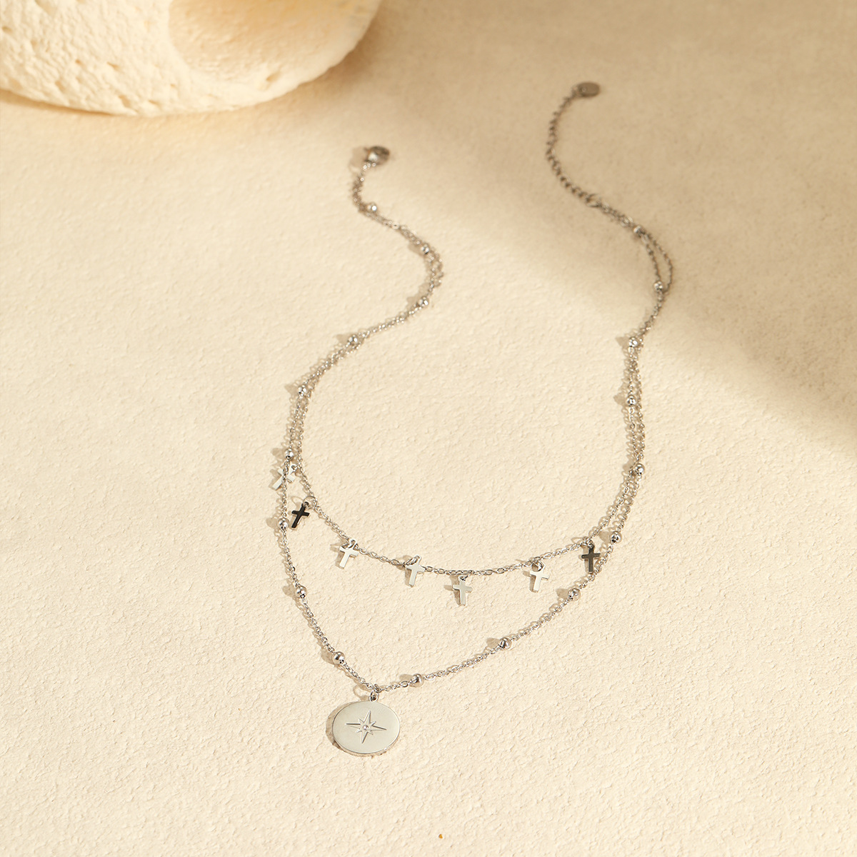Collar Cruzado de Doble Capa V - Layered Pendant Necklace Aesthetic reseña y precio