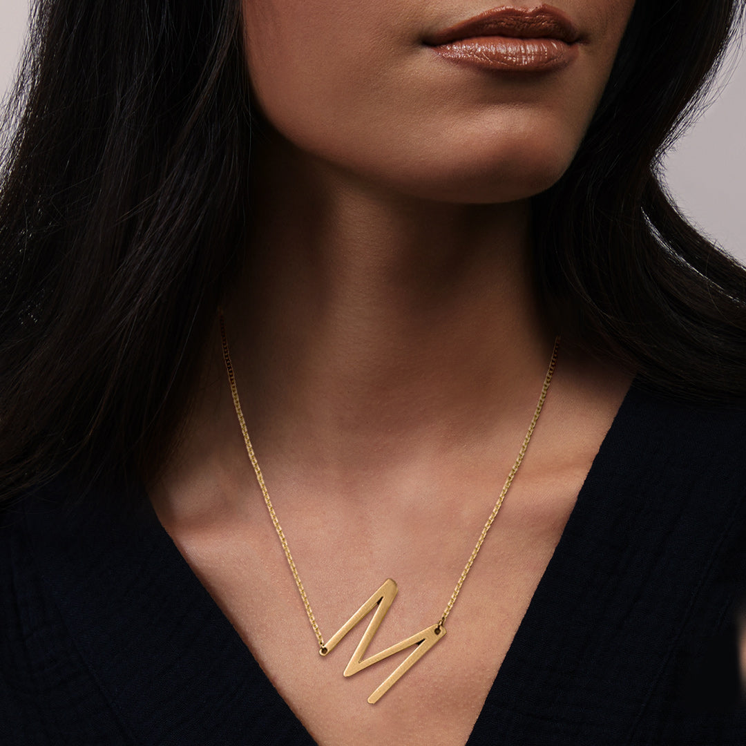 Collar de acero inoxidable per - Initial Letter Necklace 18K Gold reseña y precio