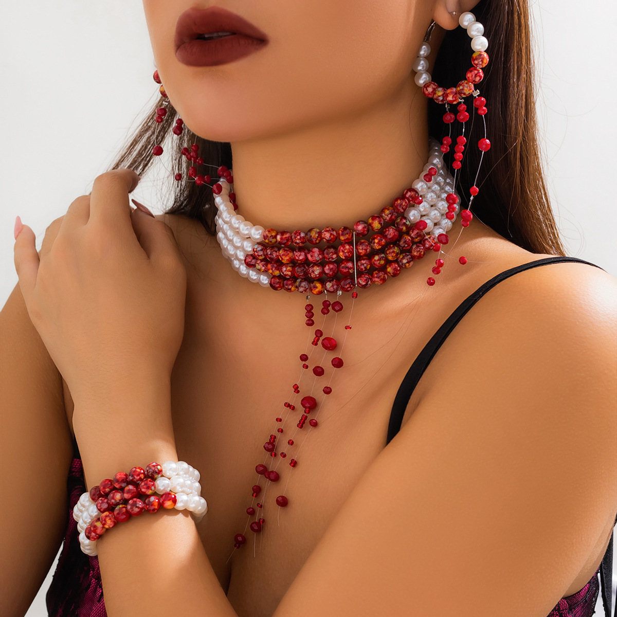 Collar con colgante de borla d - Pearl Choker Necklace Vintage reseña y precio