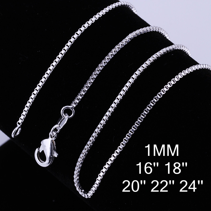 10 Uds. De cadena de caja de 1 - 925 Sterling Silver Chain Necklace Men reseña y precio