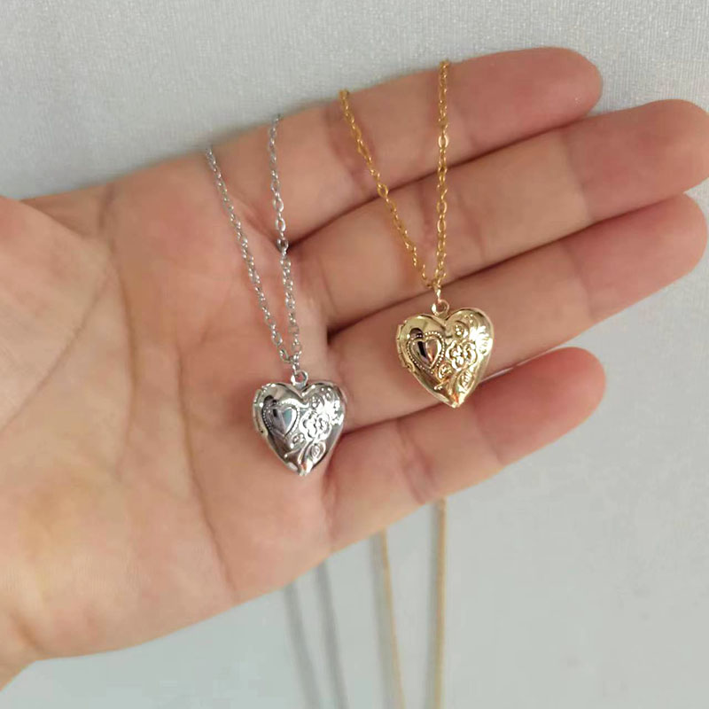 1 unidad de colgante con marco - Heart Locket Necklace Photo reseña y precio
