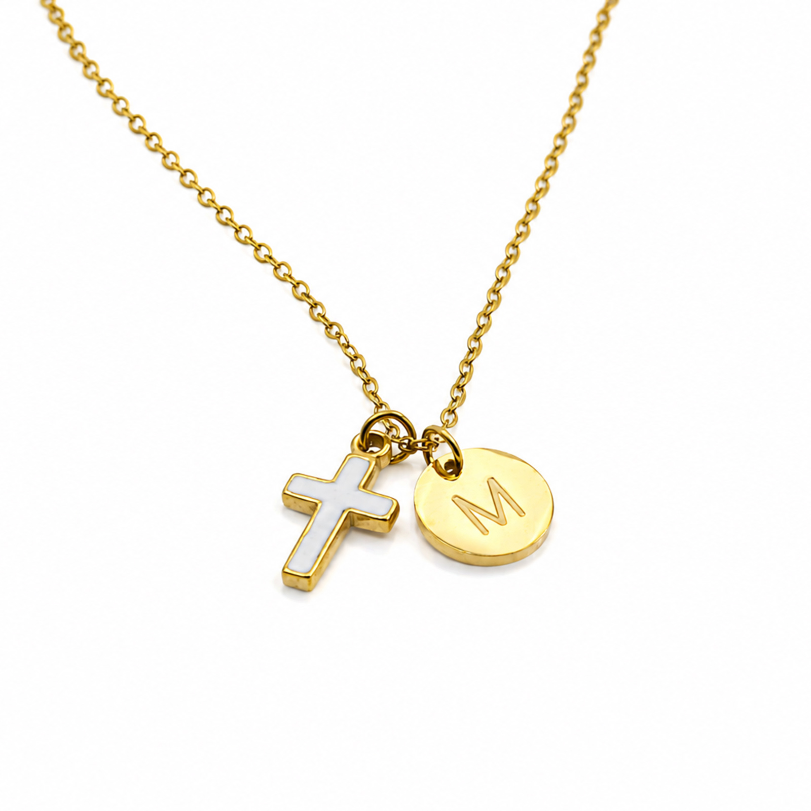 Collar con Inicial Cruzada de  - Initial Letter Necklace 18K Gold reseña y precio