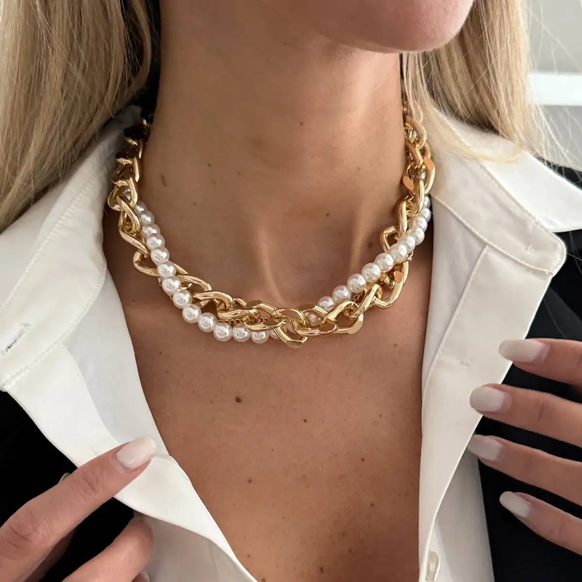 Collar Gargantilla Grueso de M - Pearl Choker Necklace Vintage reseña y precio