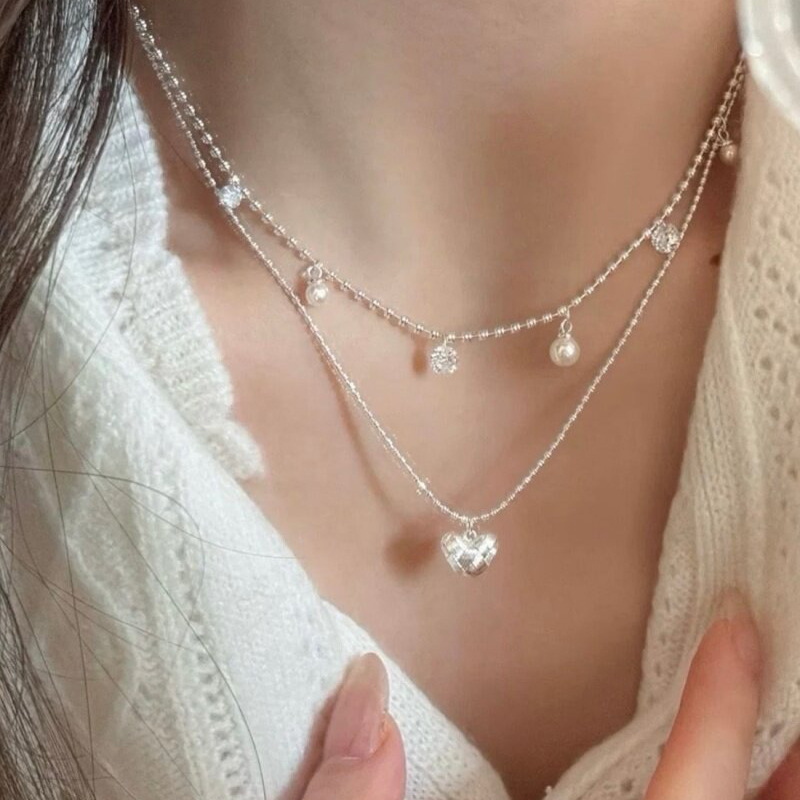 Collar de doble capa con cuent - Layered Pendant Necklace Aesthetic reseña y precio