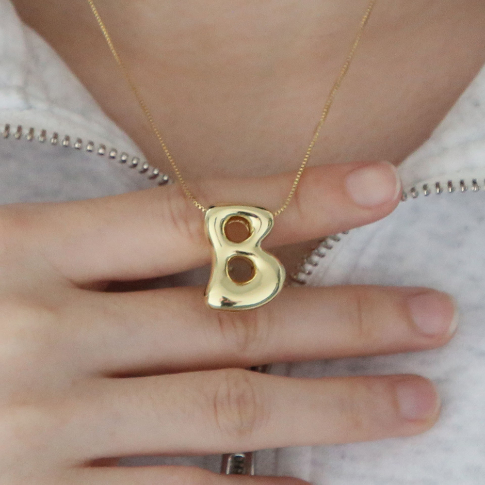 Collar con Colgante de Letra B - Initial Letter Necklace 18K Gold reseña y precio