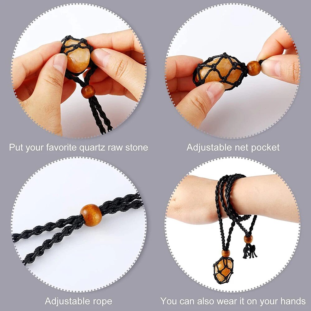 Collar trenzado de bolsillo de - Crystal Pendant Necklace Natural Stone reseña y precio