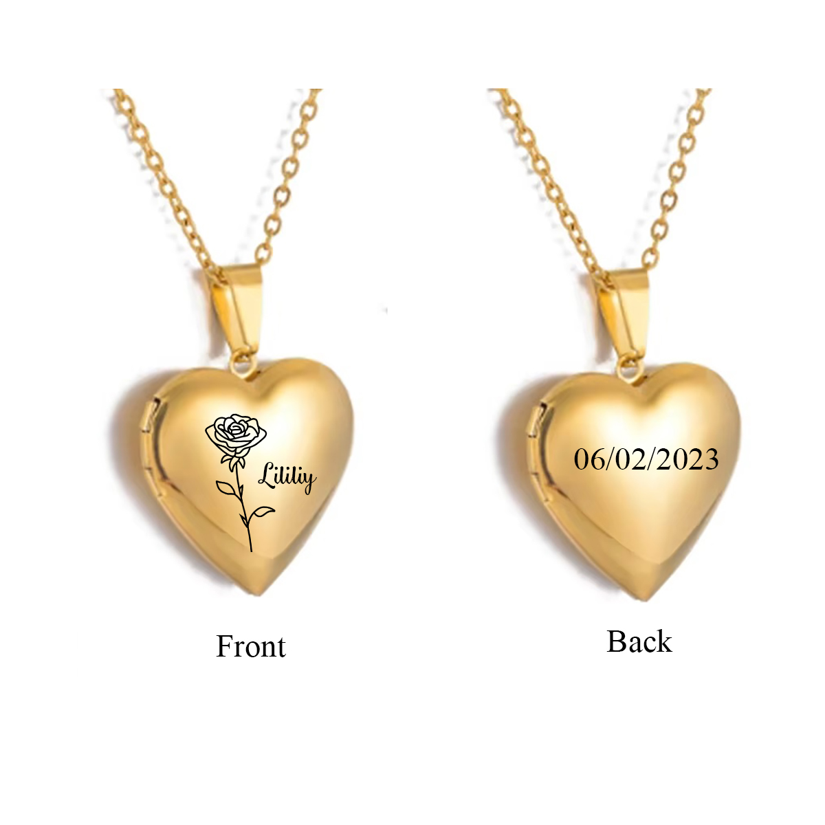 Collar con medallón de flor de - Heart Locket Necklace Photo reseña y precio