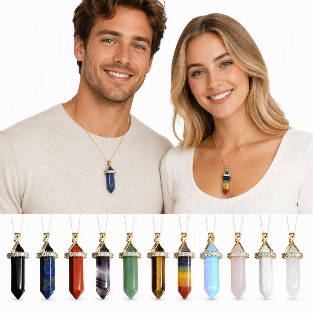 Colgante de Cristal Hexagonal  - Crystal Pendant Necklace Natural Stone reseña y precio