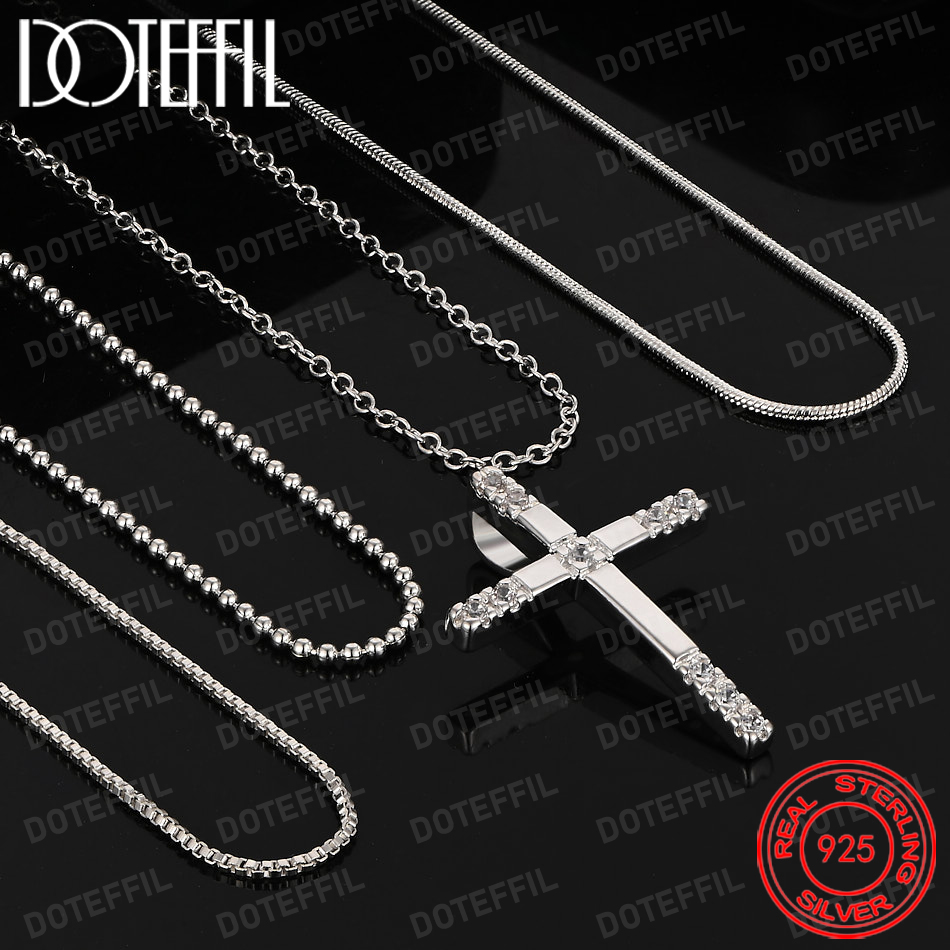 Collar con Colgante de Cruz Ex - 925 Sterling Silver Chain Necklace Men reseña y precio