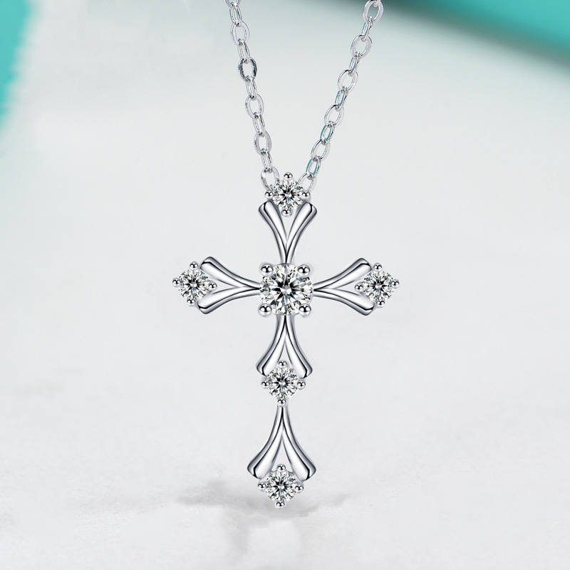 Collar con colgante de moissan - Cross Pendant Necklace Gold reseña y precio