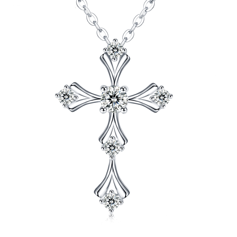 Collar con colgante de moissan - Cross Pendant Necklace Gold reseña y precio