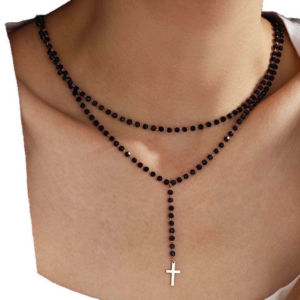Collar gótico de doble capa co - Layered Pendant Necklace Aesthetic reseña y precio