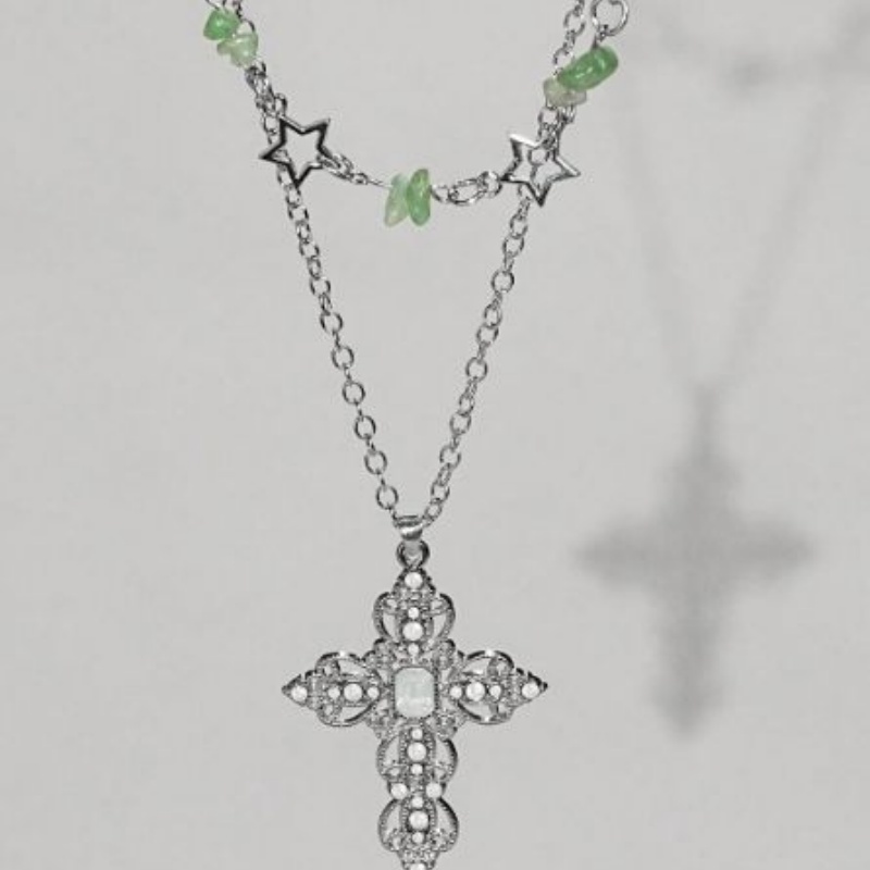 Conjunto de collar de doble ca - Layered Pendant Necklace Aesthetic reseña y precio