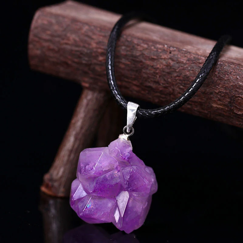 Collar de flores de amatistas  - Crystal Pendant Necklace Natural Stone reseña y precio